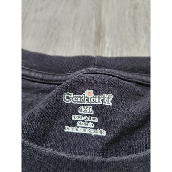 Carhartt Shirt Lot 2 Mens 4XL Black Logo Tee Green Pocket Henley Workwear - Picture 5 of 16